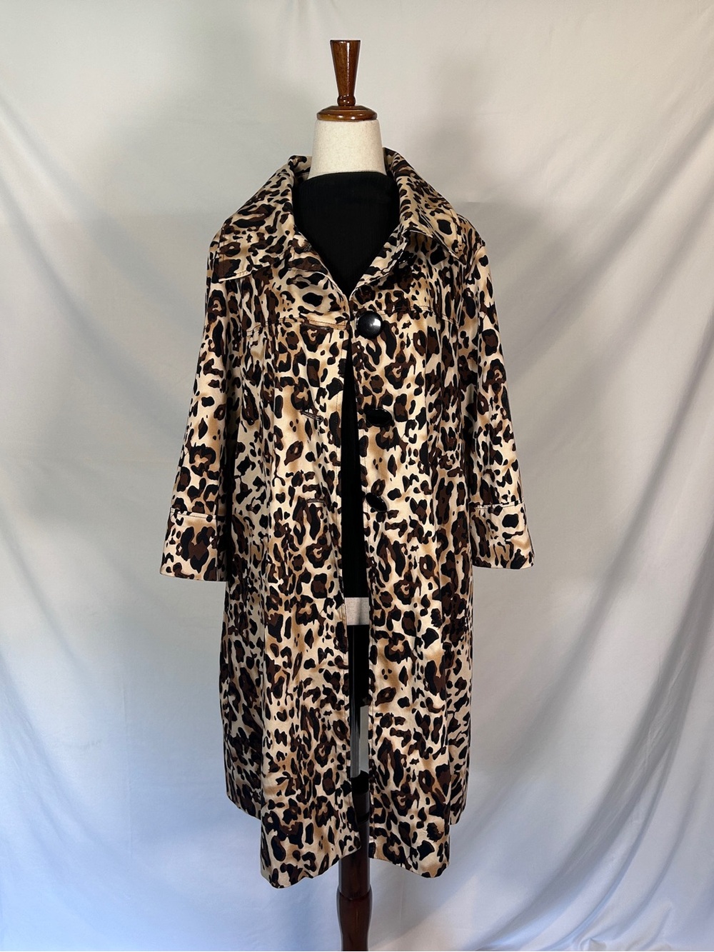 Y2K Appraisal Leopard Print Long Trench Coat w/ quarter sleeves